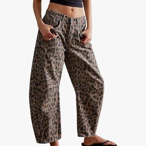Loveimgs Leopard Print barrel Jeans